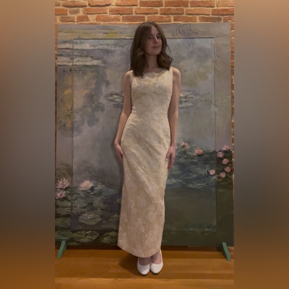 Carmen Marc Valvo Bridal Pink Floral Dress - Picture 2 of 8